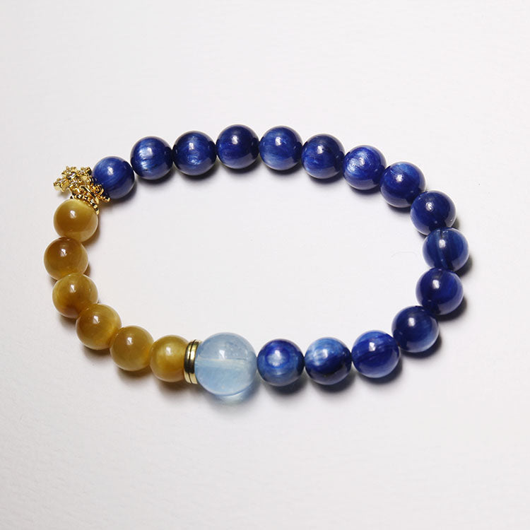 Clarity & Courage – Personalize Zodiac Bracelet Blue Kyanite & Yellow Tiger’s Eye