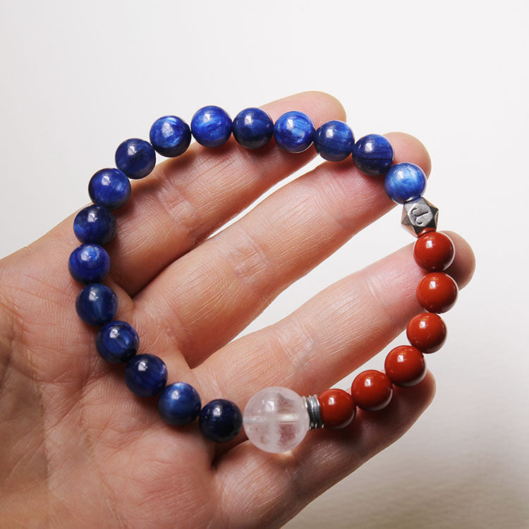 Energy Flow Bracelet – Personalize Zodiac Blue Kyanite & Southern Red Agate (His & Hers)