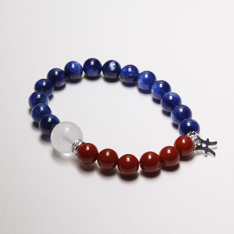 Energy Flow Bracelet – Personalize Zodiac Blue Kyanite & Southern Red Agate (His & Hers)