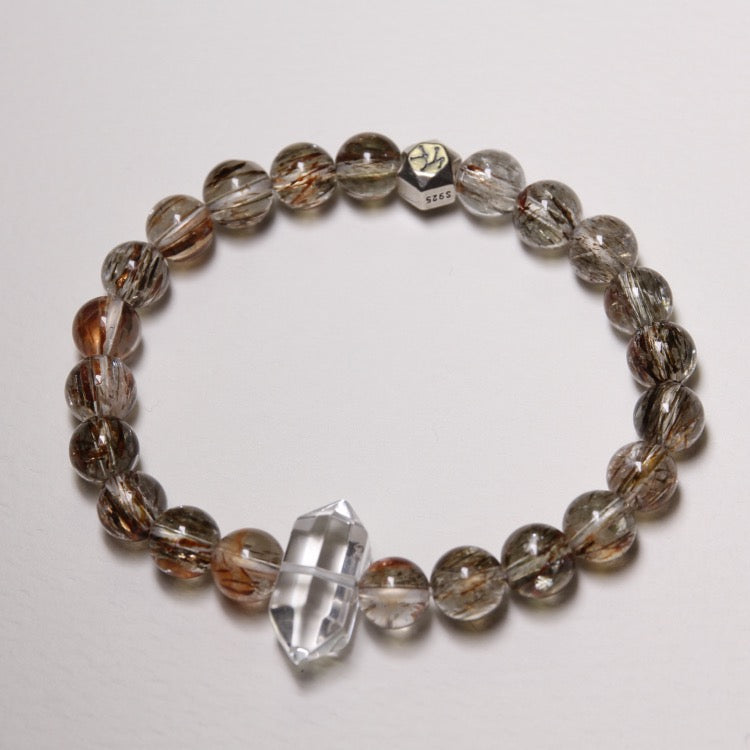 Mystic Radiance – Personalize Zodiac Bracelet with Super Seven Quartz & Clear Quartz Double Points