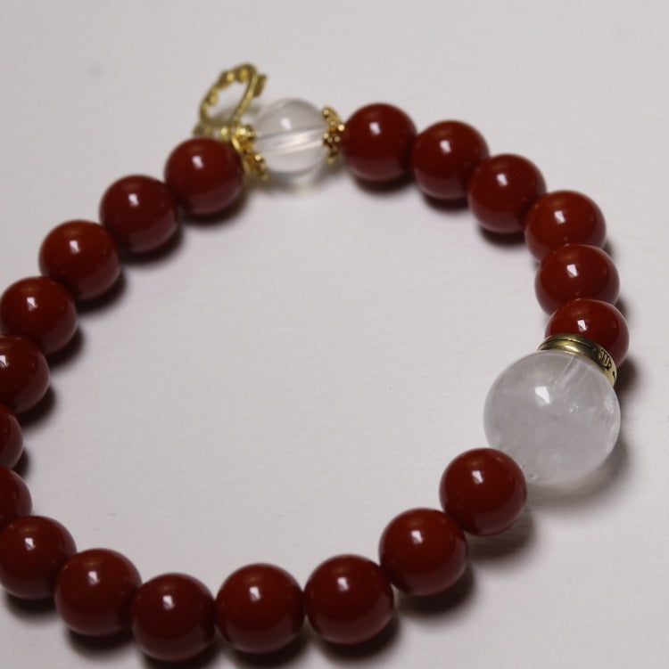 Fire & Clarity – Personalized Zodiac Bracelet with South Red Agate & White Phantom Quartz