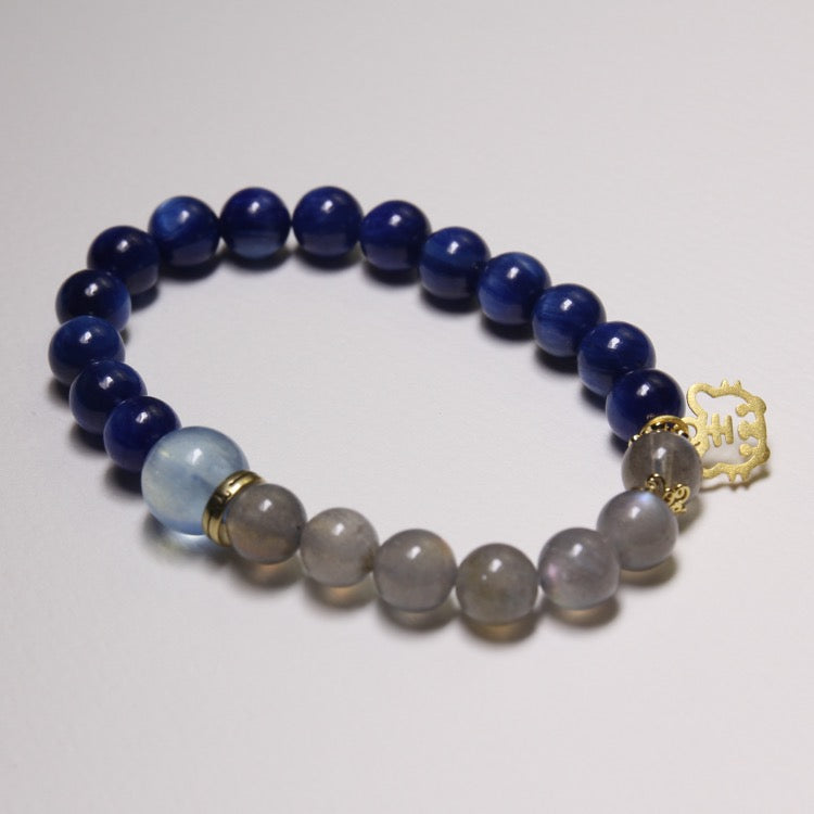 Ocean Harmony – Personalize Zodiac Bracelet with Blue Kyanite, Moonstone & Aquamarine