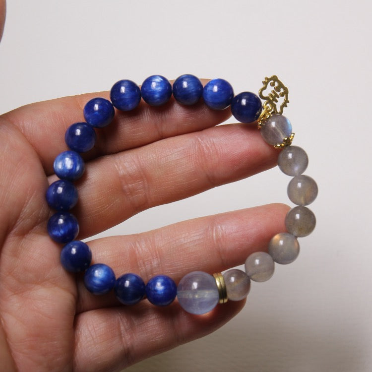 Ocean Harmony – Personalize Zodiac Bracelet with Blue Kyanite, Moonstone & Aquamarine