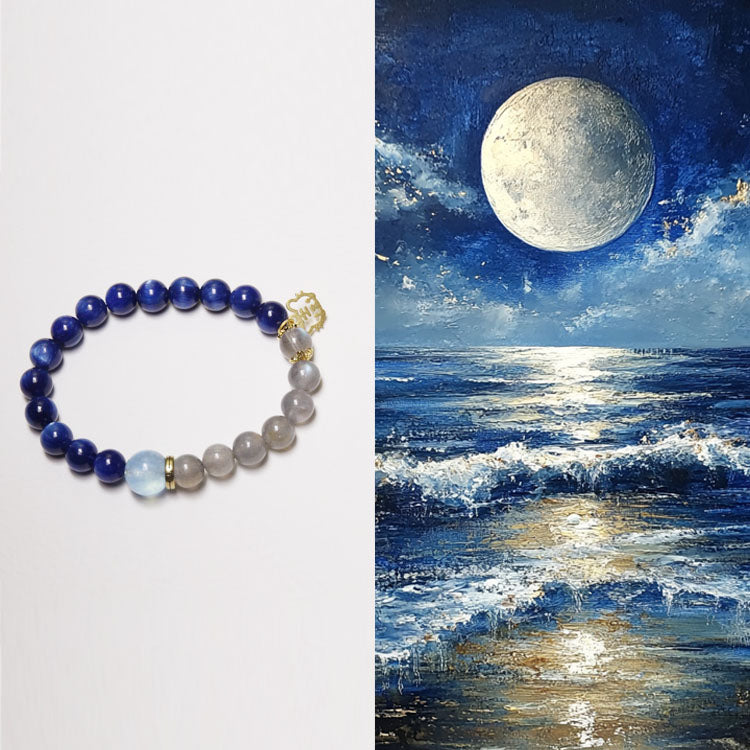 Ocean Harmony – Personalize Zodiac Bracelet with Blue Kyanite, Moonstone & Aquamarine