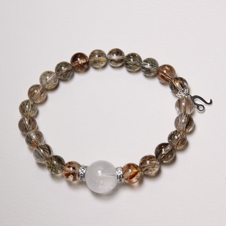 Celestial Balance – Personalize Zodiac Bracelet with Super Seven Crystal & White Phantom