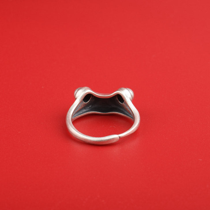 Handcrafted Frog S925 Sterling Silver Adjustable Ring