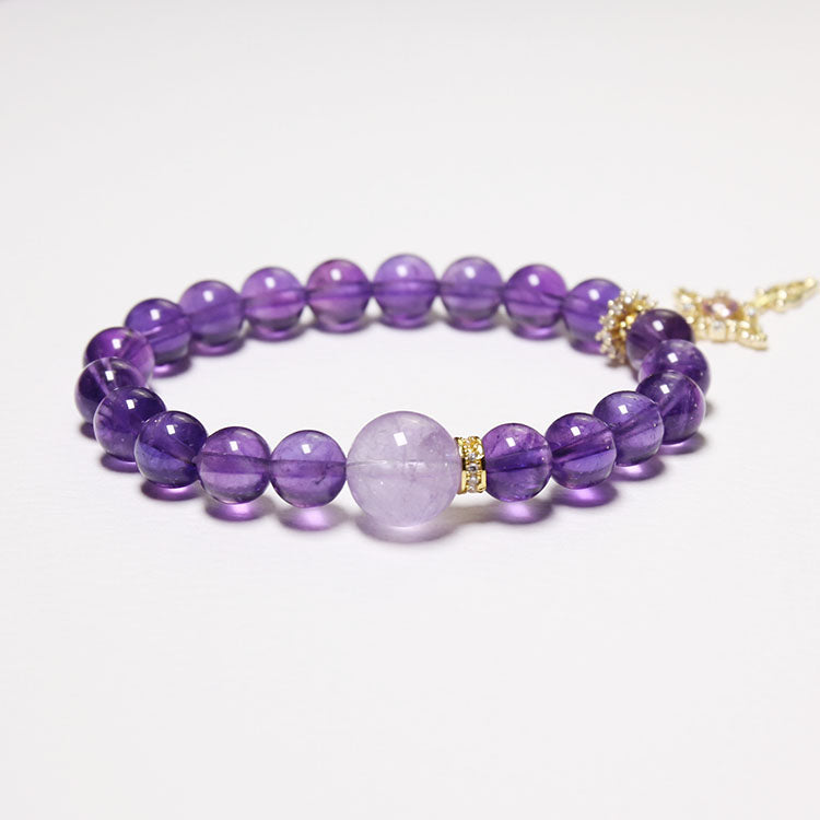 Fire Balance – Personalised Premium Amethyst Bracelet with Birthstone in Silver Cross