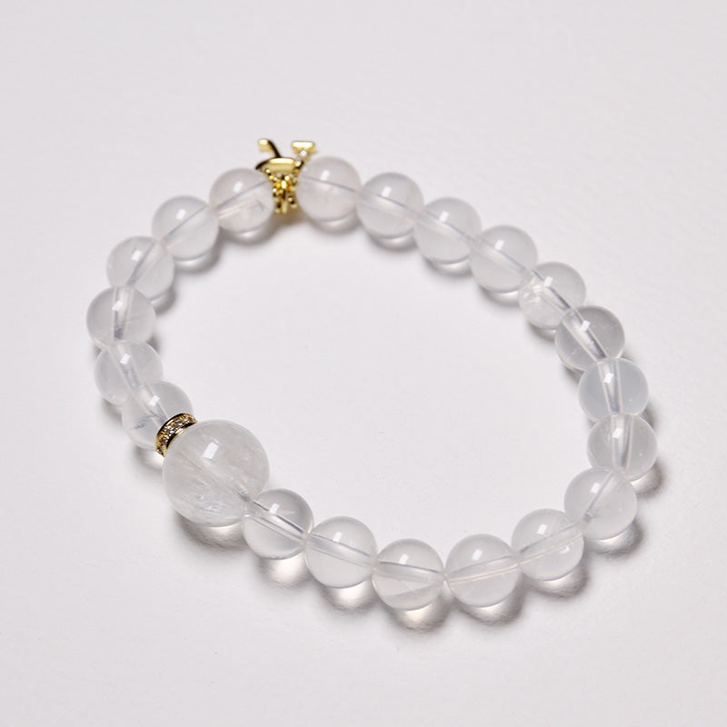 Custom Premium White Phantom Crystal Bracelet with Silver Letter Charm for Women