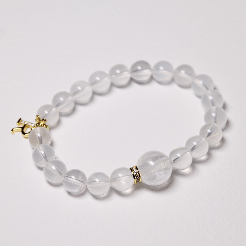 Custom Premium White Phantom Crystal Bracelet with Silver Letter Charm for Women