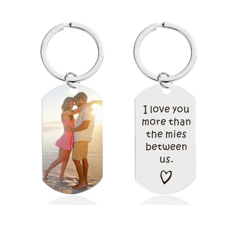 Personalized Double-sided Photo Text + Icons Custom Keychain Gift for Boyfriend Dad Mom Girlfriend Anniversary Pet Memorial