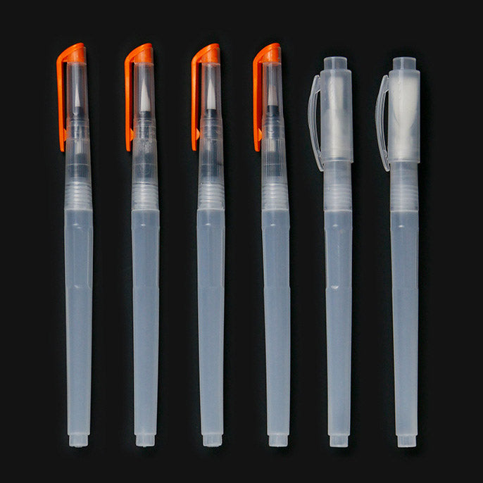 6 Watercolor Brush Pens with Different Sizes (3 round tips and 3 flat)