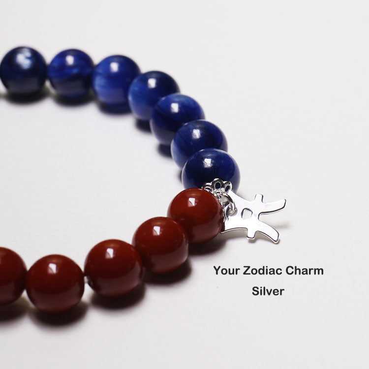 Energy Flow Bracelet – Personalize Zodiac Blue Kyanite & Southern Red Agate (His & Hers)