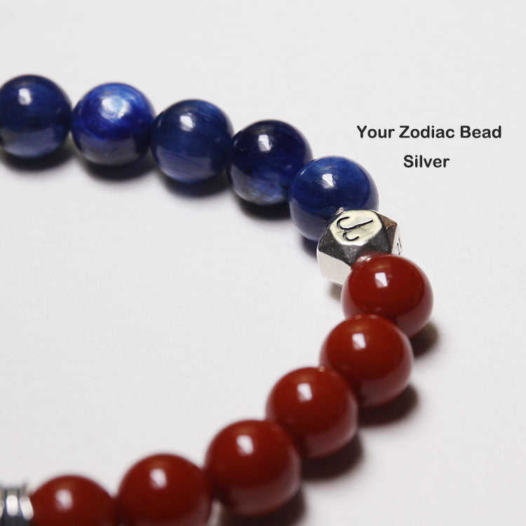 Energy Flow Bracelet – Personalize Zodiac Blue Kyanite & Southern Red Agate (His & Hers)
