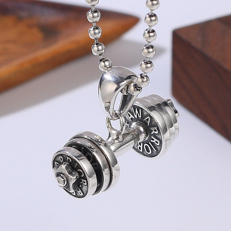 Handcrafted Barbell S925 Sterling Silver Pendant