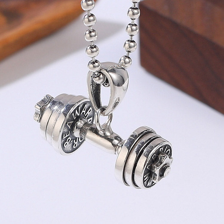 Handcrafted Barbell S925 Sterling Silver Pendant