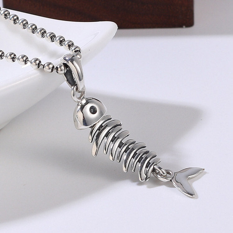 Handcrafted Fish Bone S925 Sterling Silver Pendant