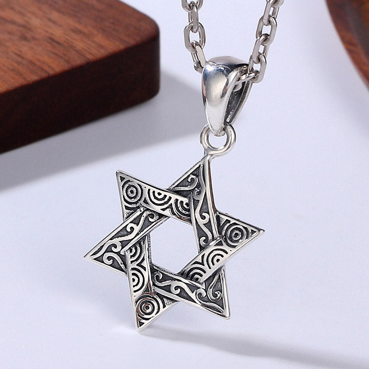 Handcrafted Hexagram S925 Sterling Silver Pendant