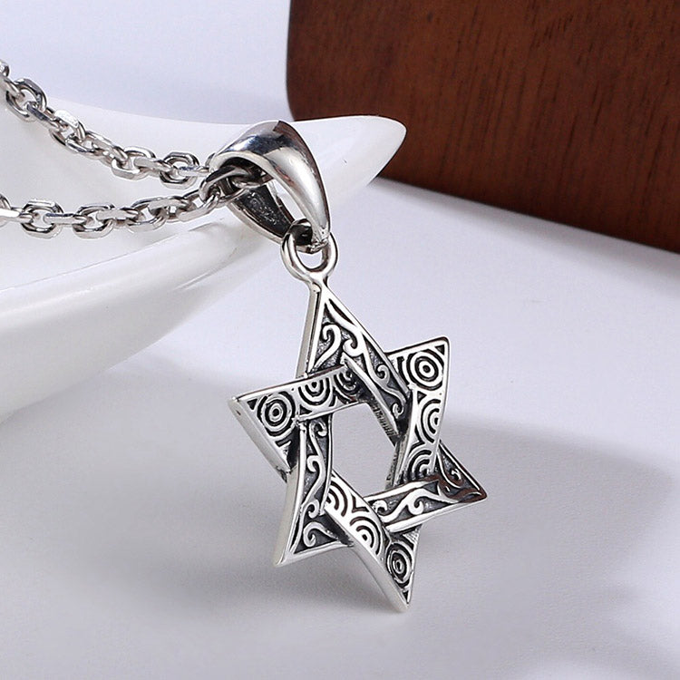 Handcrafted Hexagram S925 Sterling Silver Pendant