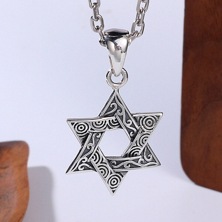 Handcrafted Hexagram S925 Sterling Silver Pendant