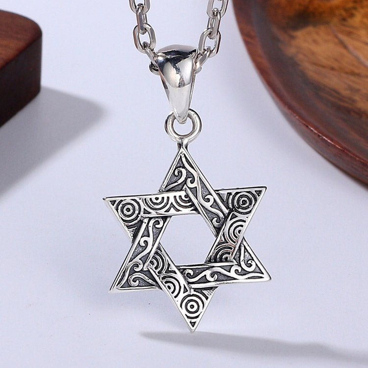 Handcrafted Hexagram S925 Sterling Silver Pendant