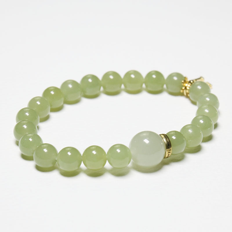 Wood Energy - Personalised Grape Green Hetian Jade Bracelet with Zodiac Sign & Name Initial