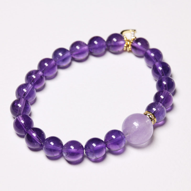 Custom Premium Amethyst Bracelet with Silver Letter Charm for Women