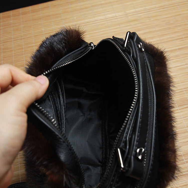 Handmade Luxury Fur Handbag for Women Mink 4.7’’ * 7.9’’ * 4.7’'