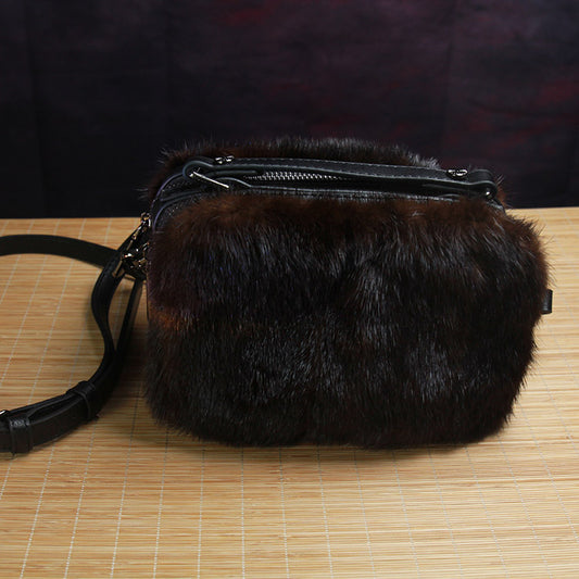 Handmade Luxury Fur Handbag for Women Mink 4.7’’ * 7.9’’ * 4.7’'