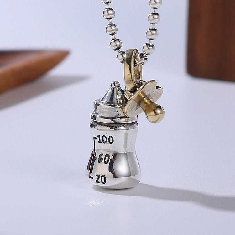 Handcrafted Nursing Bottle S925 Sterling Silver Pendant