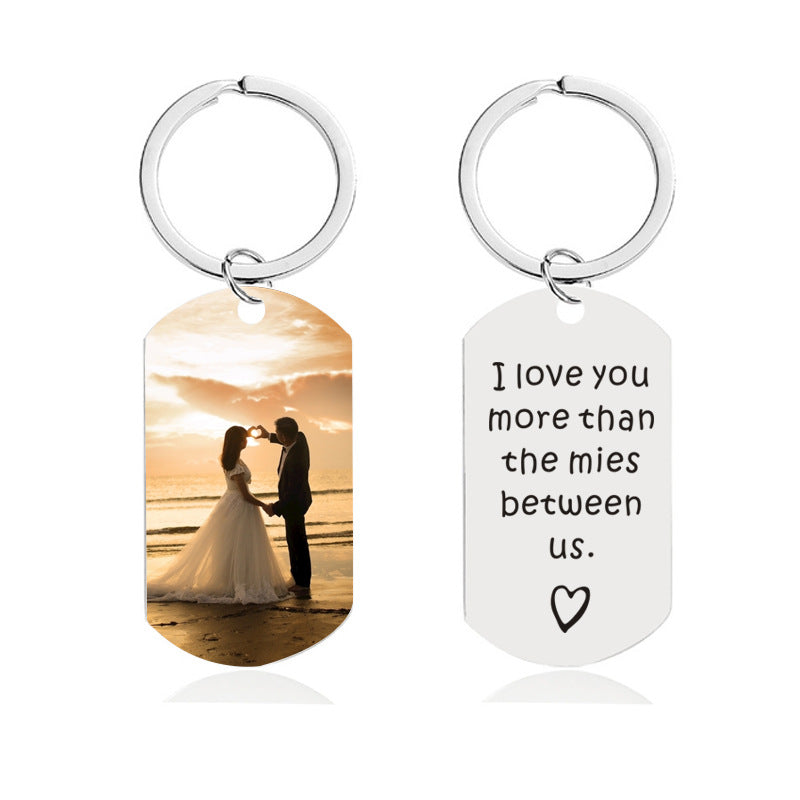 Personalized Double-sided Photo Text + Icons Custom Keychain Gift for Boyfriend Dad Mom Girlfriend Anniversary Pet Memorial