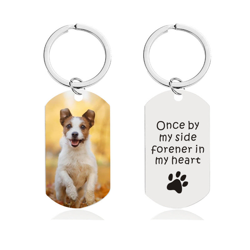 Personalized Double-sided Photo Text + Icons Custom Keychain Gift for Boyfriend Dad Mom Girlfriend Anniversary Pet Memorial