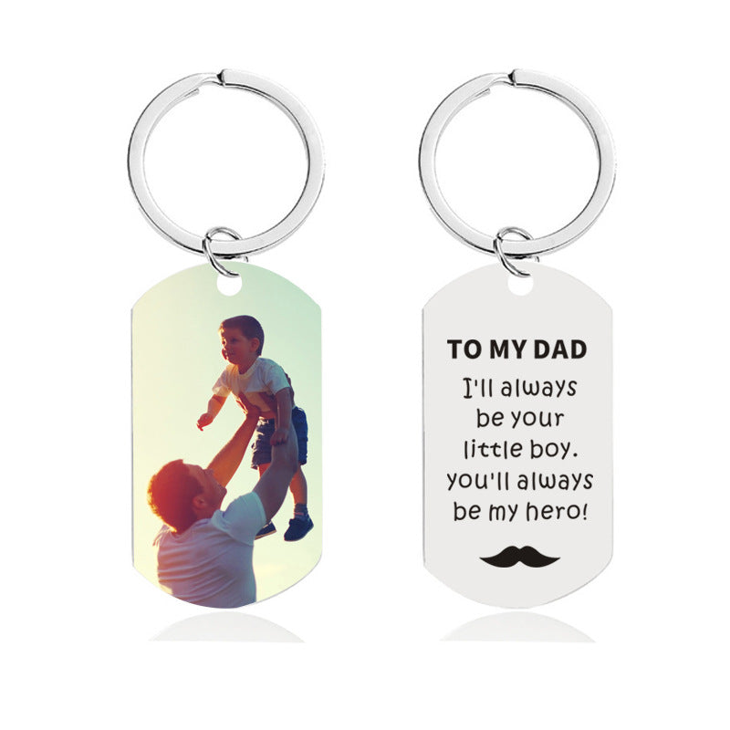Personalized Double-sided Photo Text + Icons Custom Keychain Gift for Boyfriend Dad Mom Girlfriend Anniversary Pet Memorial
