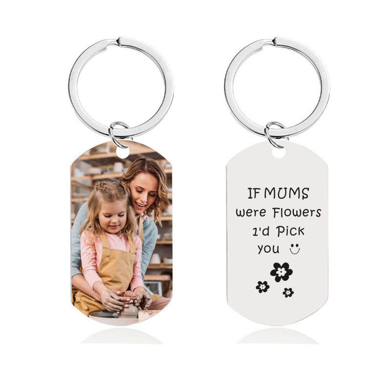 Personalized Double-sided Photo Text + Icons Custom Keychain Gift for Boyfriend Dad Mom Girlfriend Anniversary Pet Memorial