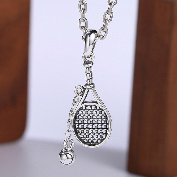 Handcrafted Tennis Racket or Badminton Racket S925 Sterling Silver Pendant