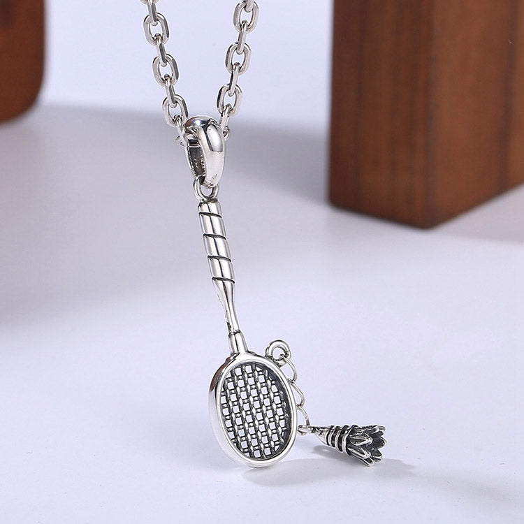 Handcrafted Tennis Racket or Badminton Racket S925 Sterling Silver Pendant