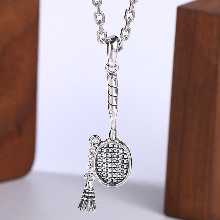 Handcrafted Tennis Racket or Badminton Racket S925 Sterling Silver Pendant