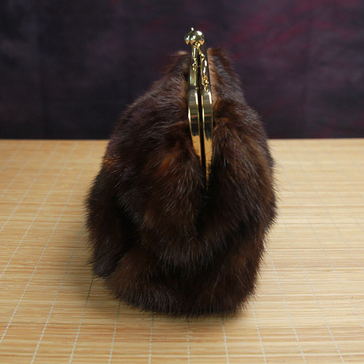 Handmade Luxury Fur Handbag for Women Mink Fur 7.9’’ * 5.1’’ * 3.1’