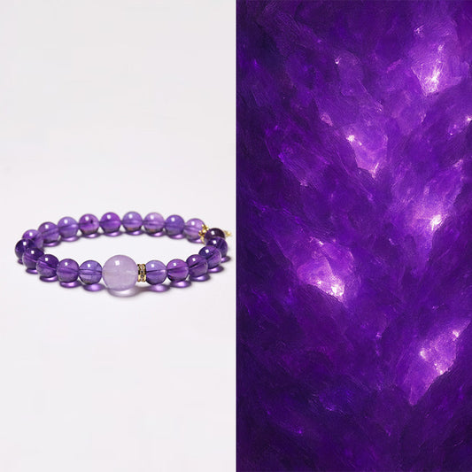 Custom Premium Amethyst Bracelet with Silver Letter Charm for Women