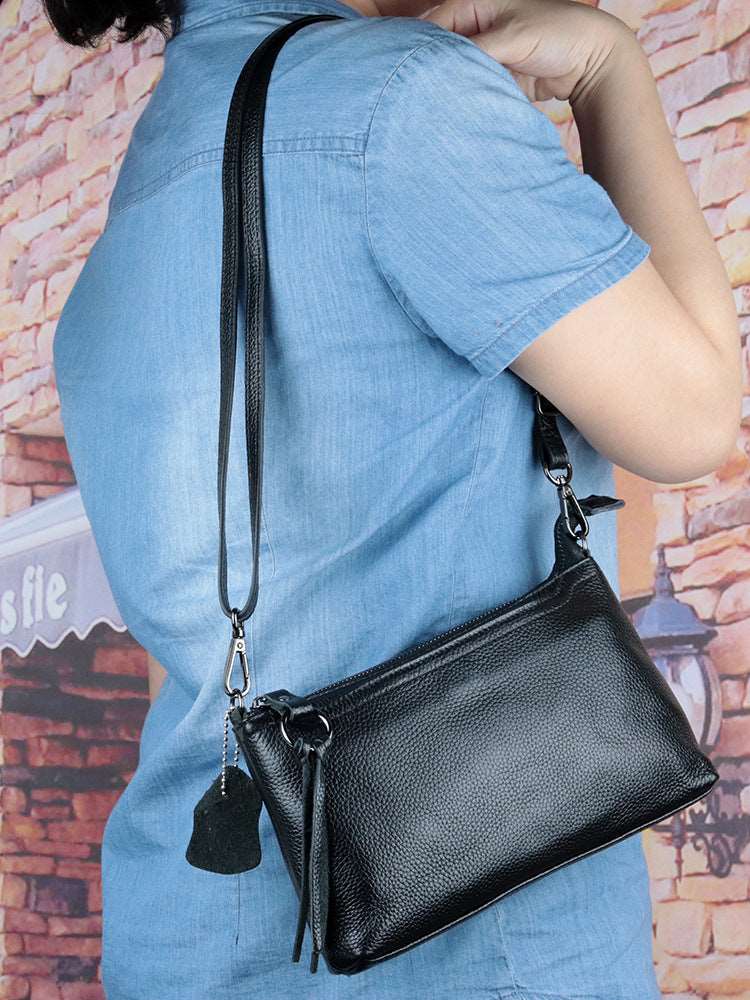 Genuine Leather Shoulder Bag for Women New Fashion Bag with Tassel