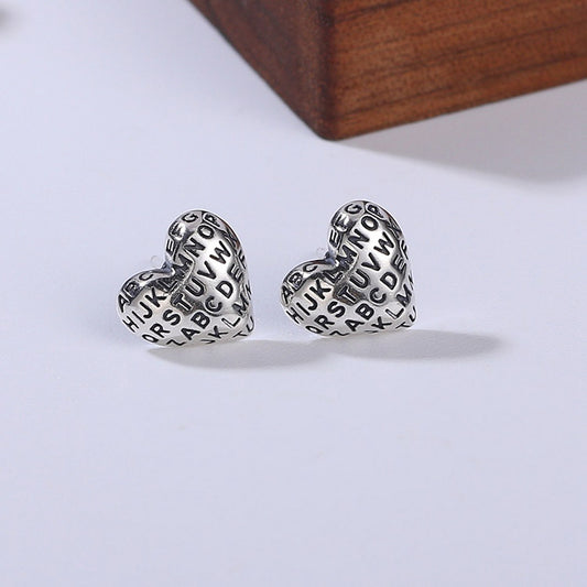 Handcrafted English Letter S925 Sterling Silver Stud Earrings