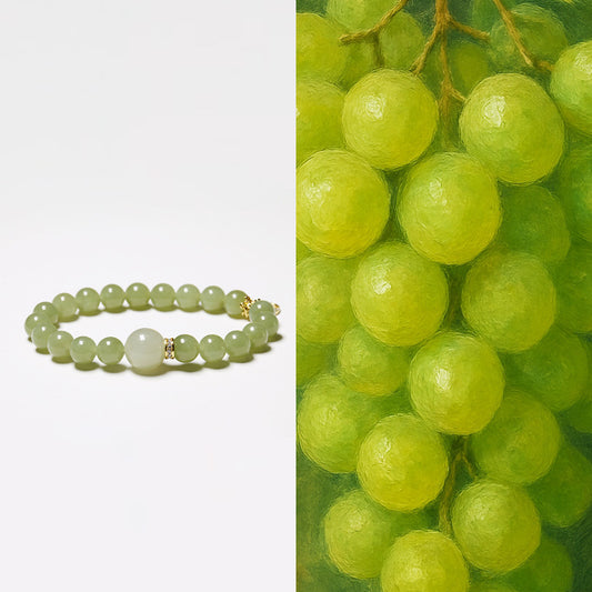 Custom Hetian Jade Bracelet with Silver Letter Charm for Women