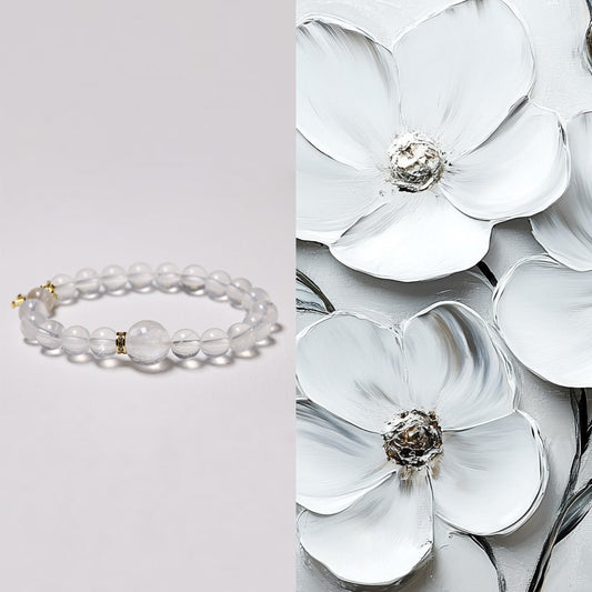 Custom Premium White Phantom Crystal Bracelet with Silver Letter Charm for Women
