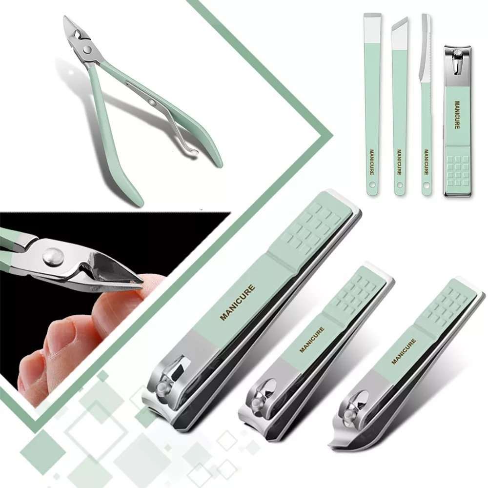 Professional Pedicure Kit Nail Clippers Portable Set Exfoliating Tools with PU Leather Case Green Manicure Set 16 in 1