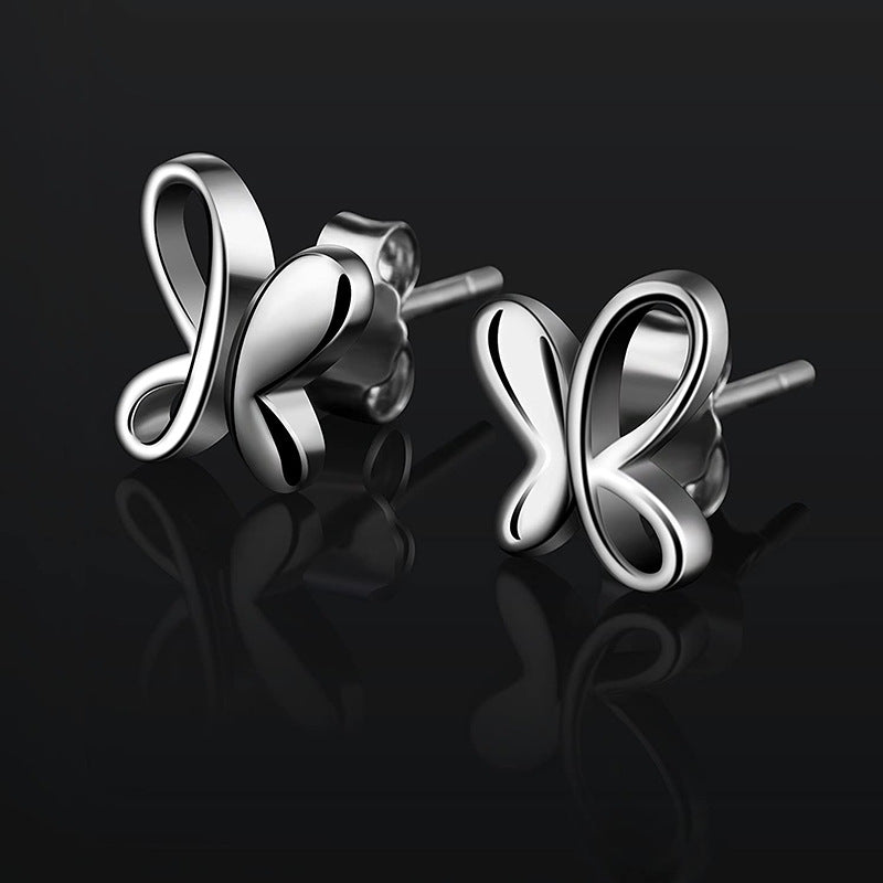 S925 Silver Earrings Girl's Earrings Butterfly Earrings Studs