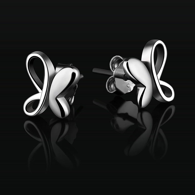 S925 Silver Earrings Girl's Earrings Butterfly Earrings Studs