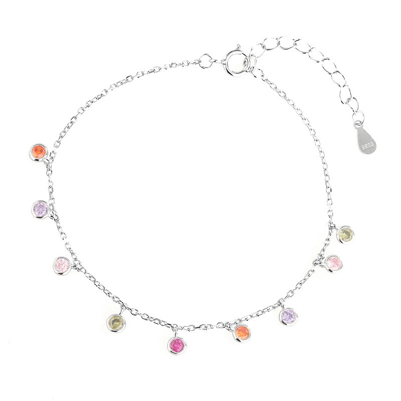 Bohemian Colored Diamond Bracelet for Women S925 Silver Sterling