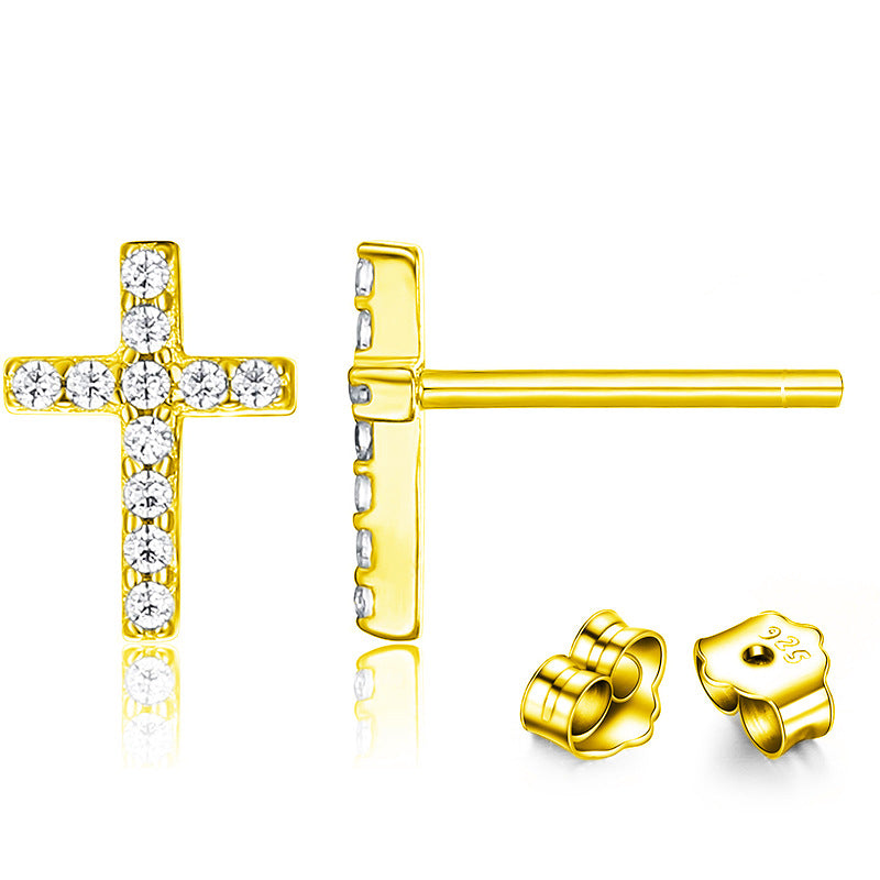 S925 Silver Sterling Cross Women's Earrings