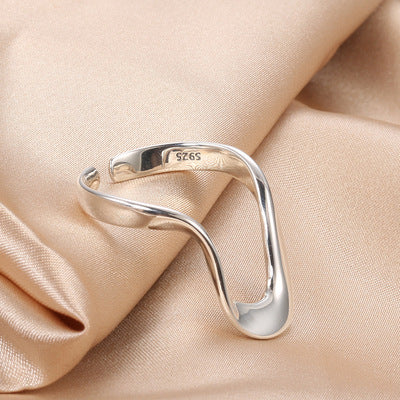 Irregular Line U-Shaped Ring S925 Sterling Silver Ring Female