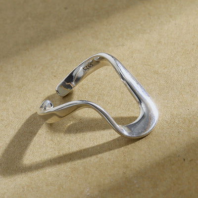 Irregular Line U-Shaped Ring S925 Sterling Silver Ring Female