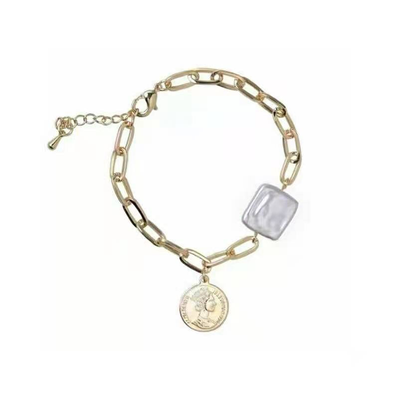 Plated with 14K Gold Square Pearl Bracelet